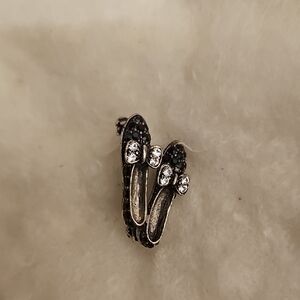 Elegant Black and Silver Bow Earrings